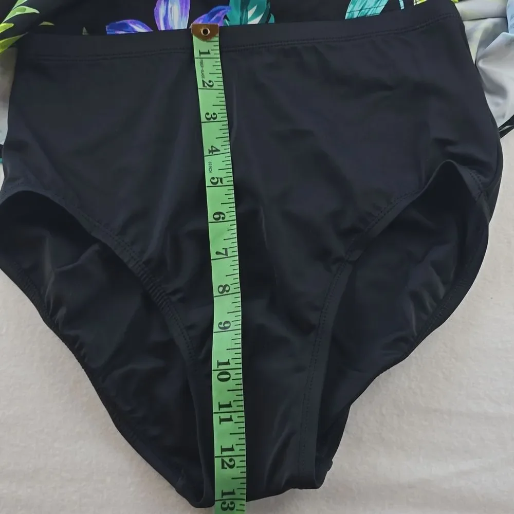 Miraclesuit NWT 4B Tankini‎ Top Black Floral And Magicsuit Brief Bottom Set Sz 8